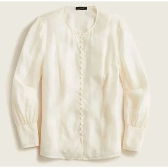 NWT J. Crew Eco Cupro-blend Covered Button Ivory Blouse Size 0 - Picture 1 of 3